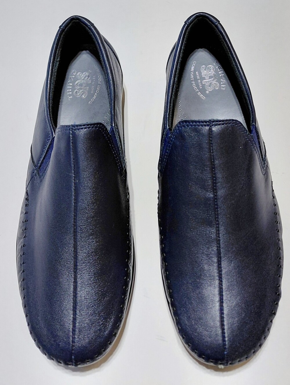 SAS Dream Women's Navy Leather Slip On Comfort Loafer Size 9WW